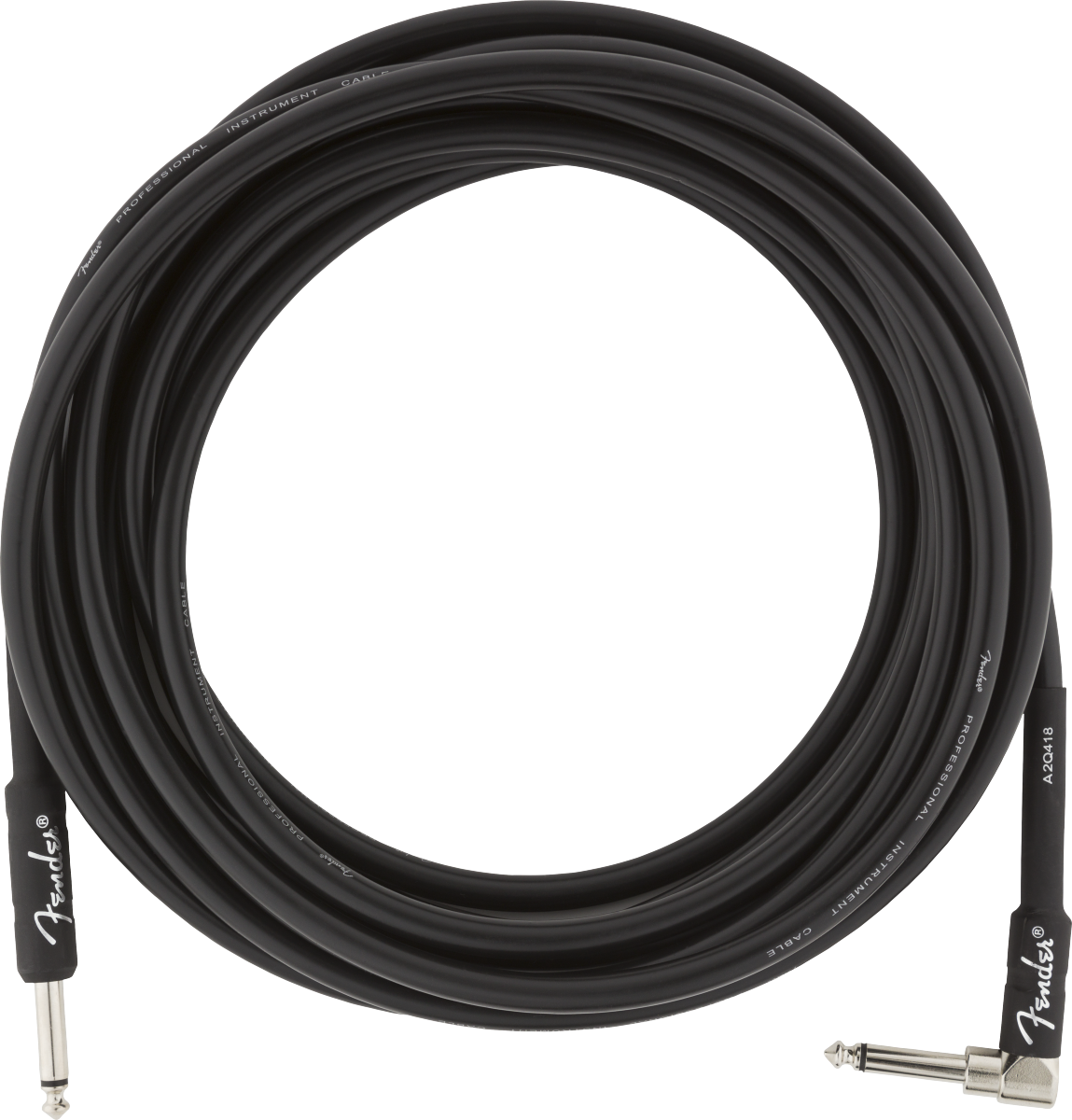 Fender PRO 18.6' Instrument Cable Black - Angle/Straight - Image 2