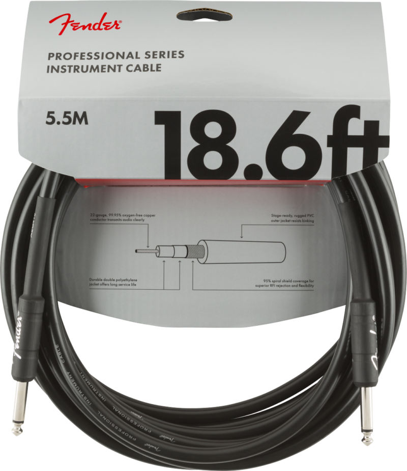 Fender PRO 18.6' Instrument Cable Black - Straight/Straight
