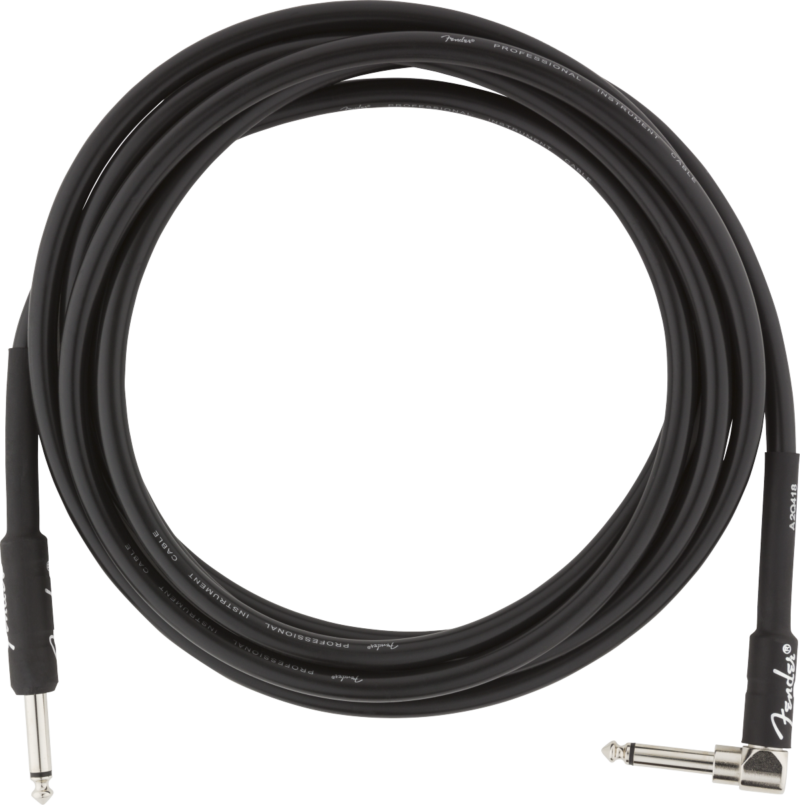 Fender PRO 10' Instrument Cable Black - Angle/Straight - Guitars Etc